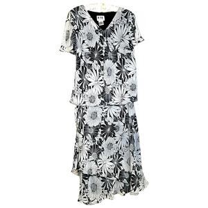 KSL Karen Stevens Size 18W 2-Piece Floral Chiffon Top and Skirt Set